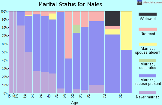 Zip code 58220 marital status for males