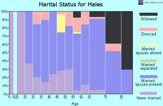 Zip code 58225 marital status for males
