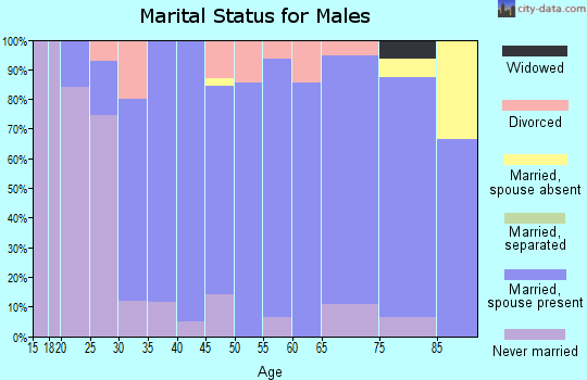 Zip code 58278 marital status for males