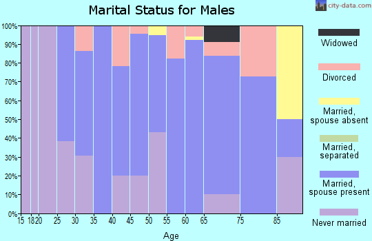 Zip code 58324 marital status for males