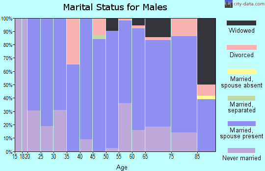 Zip code 58341 marital status for males