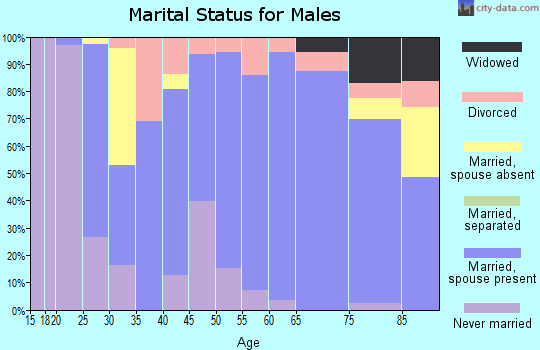 Zip code 58421 marital status for males