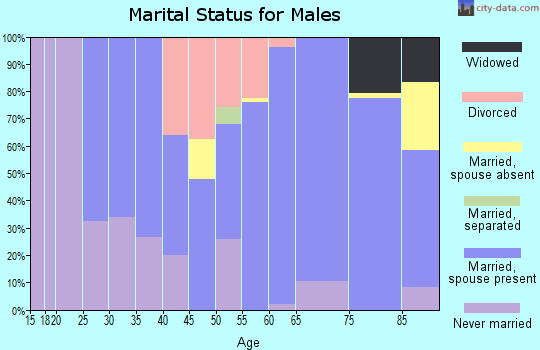 Zip code 58425 marital status for males