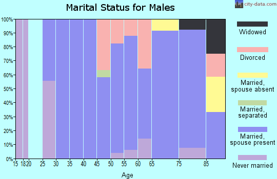 Zip code 58438 marital status for males
