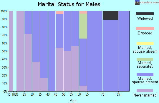 Zip code 58442 marital status for males