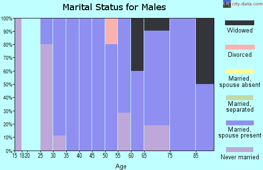 Zip code 58444 marital status for males