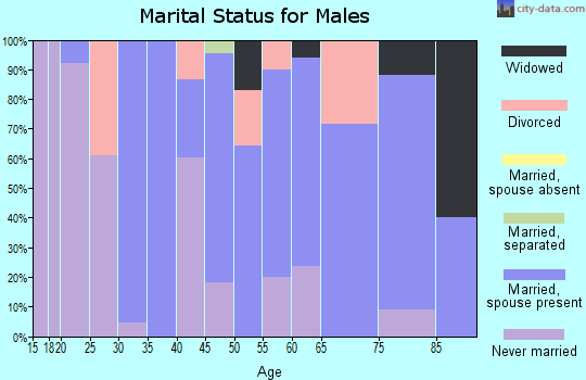 Zip code 58621 marital status for males