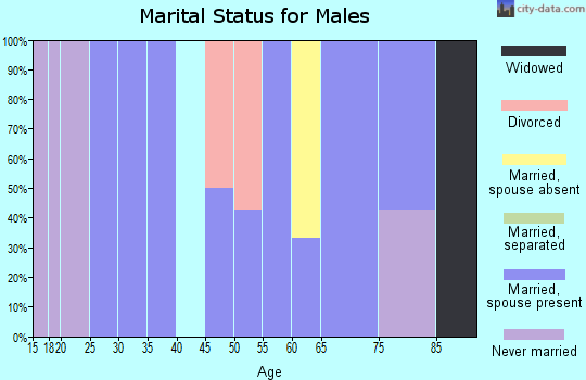 Zip code 58632 marital status for males