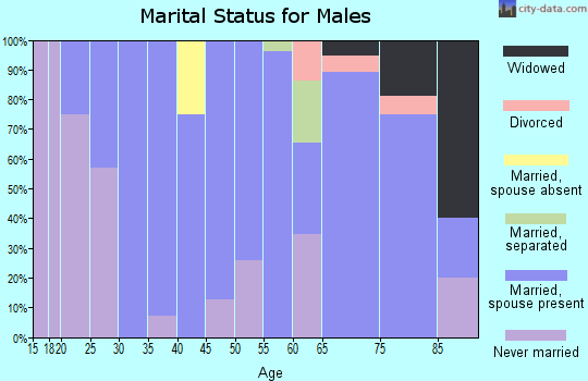 Zip code 58653 marital status for males