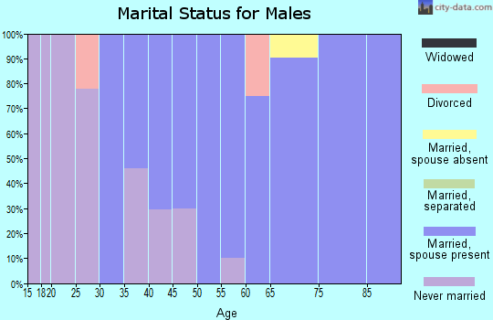 Zip code 58655 marital status for males