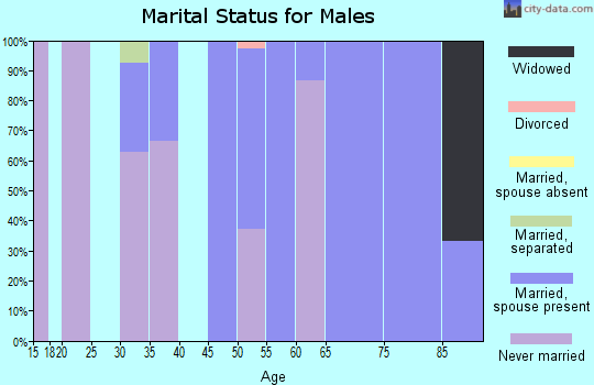 Zip code 58769 marital status for males