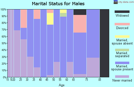 Zip code 58781 marital status for males