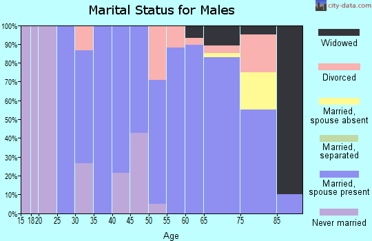 Zip code 58793 marital status for males
