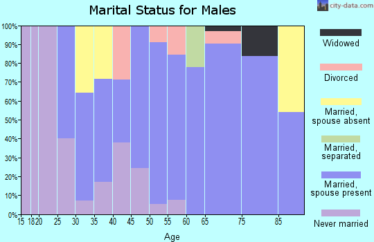 Zip code 58852 marital status for males