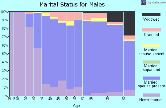 Zip code 60025 marital status for males