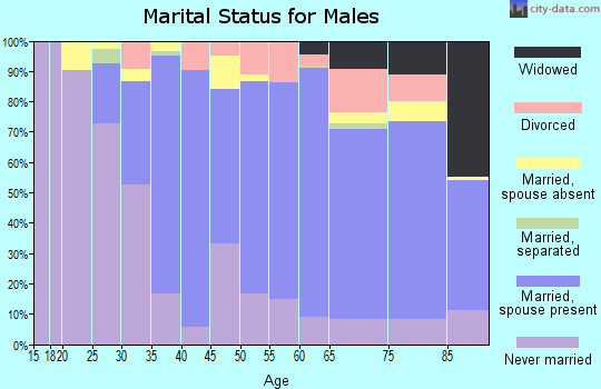Zip code 60154 marital status for males