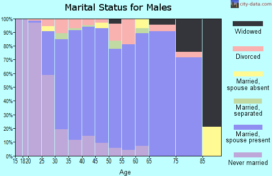 Zip code 60543 marital status for males