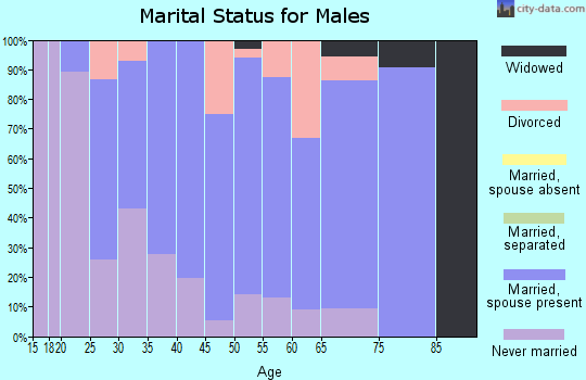 Zip code 60545 marital status for males