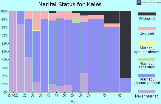 Zip code 61088 marital status for males