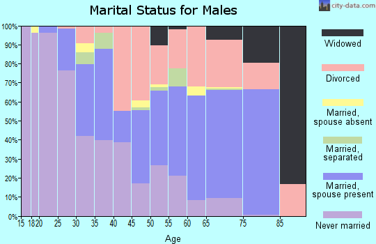 Zip code 61603 marital status for males