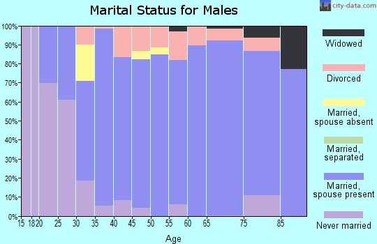 Zip code 61853 marital status for males