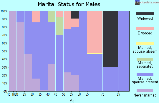 Zip code 61880 marital status for males