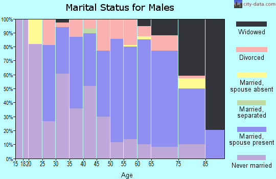Zip code 61883 marital status for males