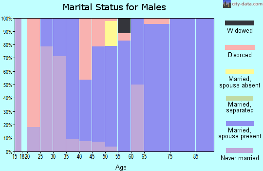 Zip code 61928 marital status for males