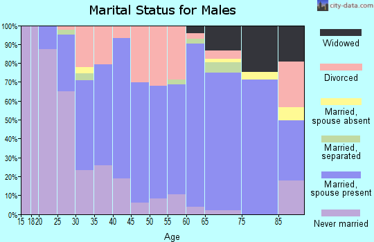 Zip code 62208 marital status for males