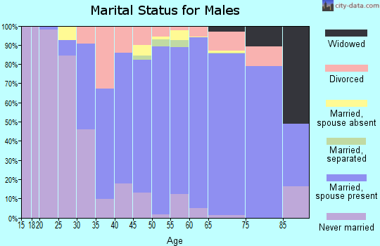 Zip code 63034 marital status for males