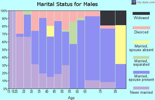 Zip code 63037 marital status for males