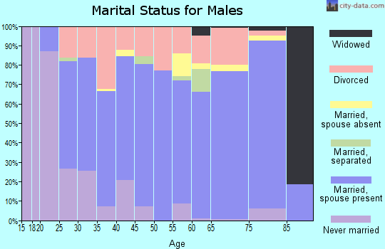 Zip code 63390 marital status for males