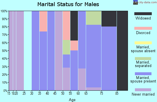 Zip code 63663 marital status for males