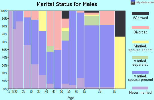 Zip code 63825 marital status for males