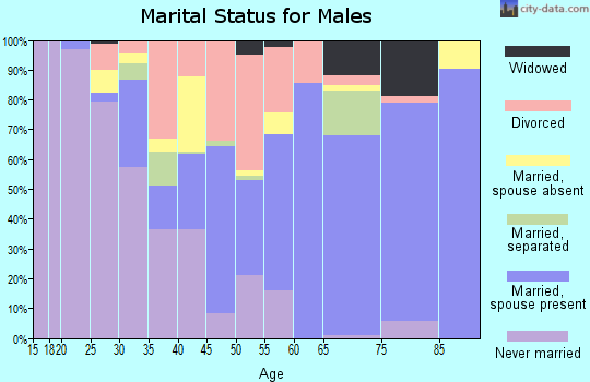 Zip code 63834 marital status for males