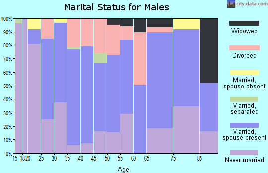 Zip code 63877 marital status for males