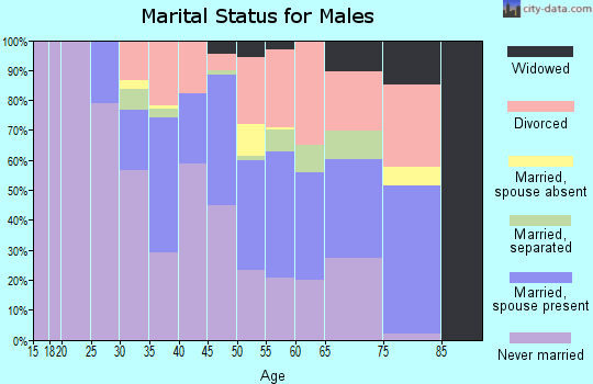 Zip code 64127 marital status for males