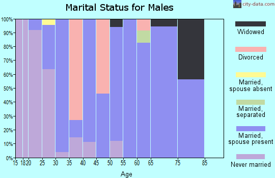 Zip code 64842 marital status for males