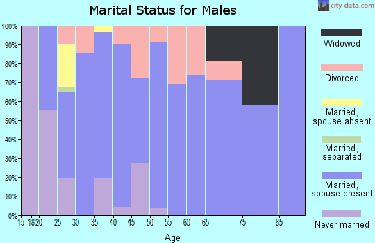 Zip code 64855 marital status for males