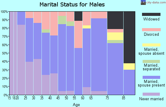 Zip code 64870 marital status for males