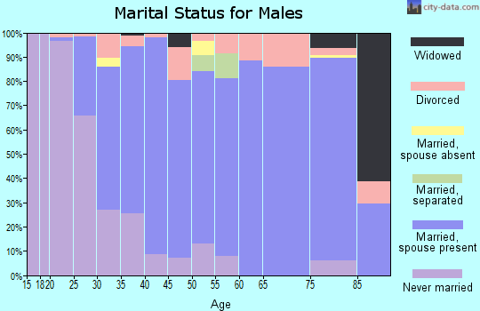 Zip code 66047 marital status for males