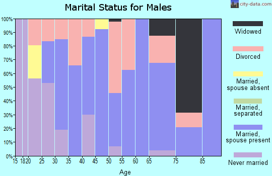 Zip code 66050 marital status for males