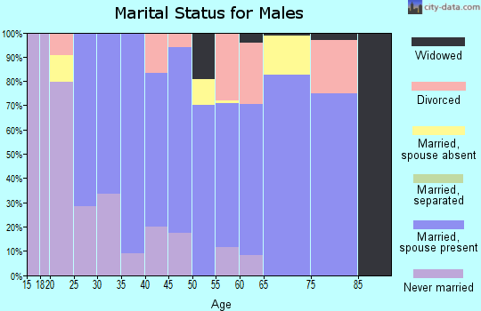 Zip code 66054 marital status for males