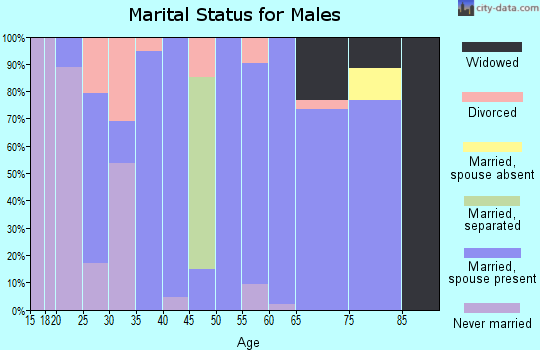 Zip code 66072 marital status for males
