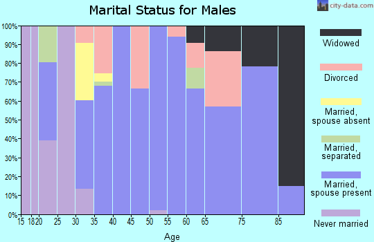 Zip code 66075 marital status for males