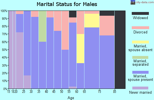 Zip code 66076 marital status for males