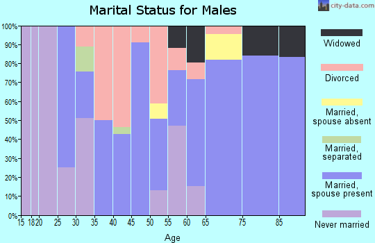 Zip code 66097 marital status for males