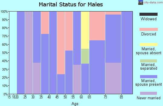 Zip code 66407 marital status for males