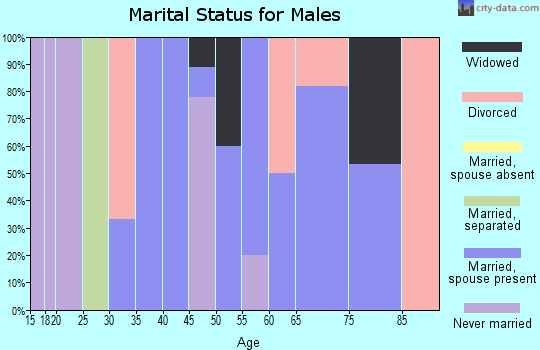 Zip code 66772 marital status for males