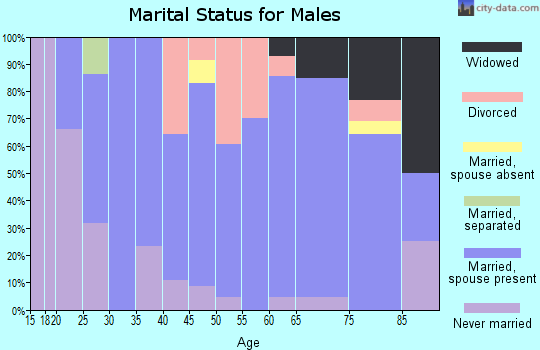 Zip code 67070 marital status for males